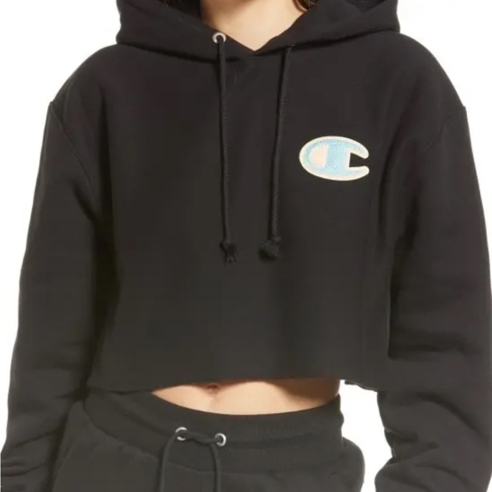 Champion Reverse Weave Cotton Blend Cut Off Hoodie Sweater